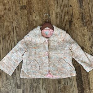 Women's Tweed Blazer - Cream and Orange